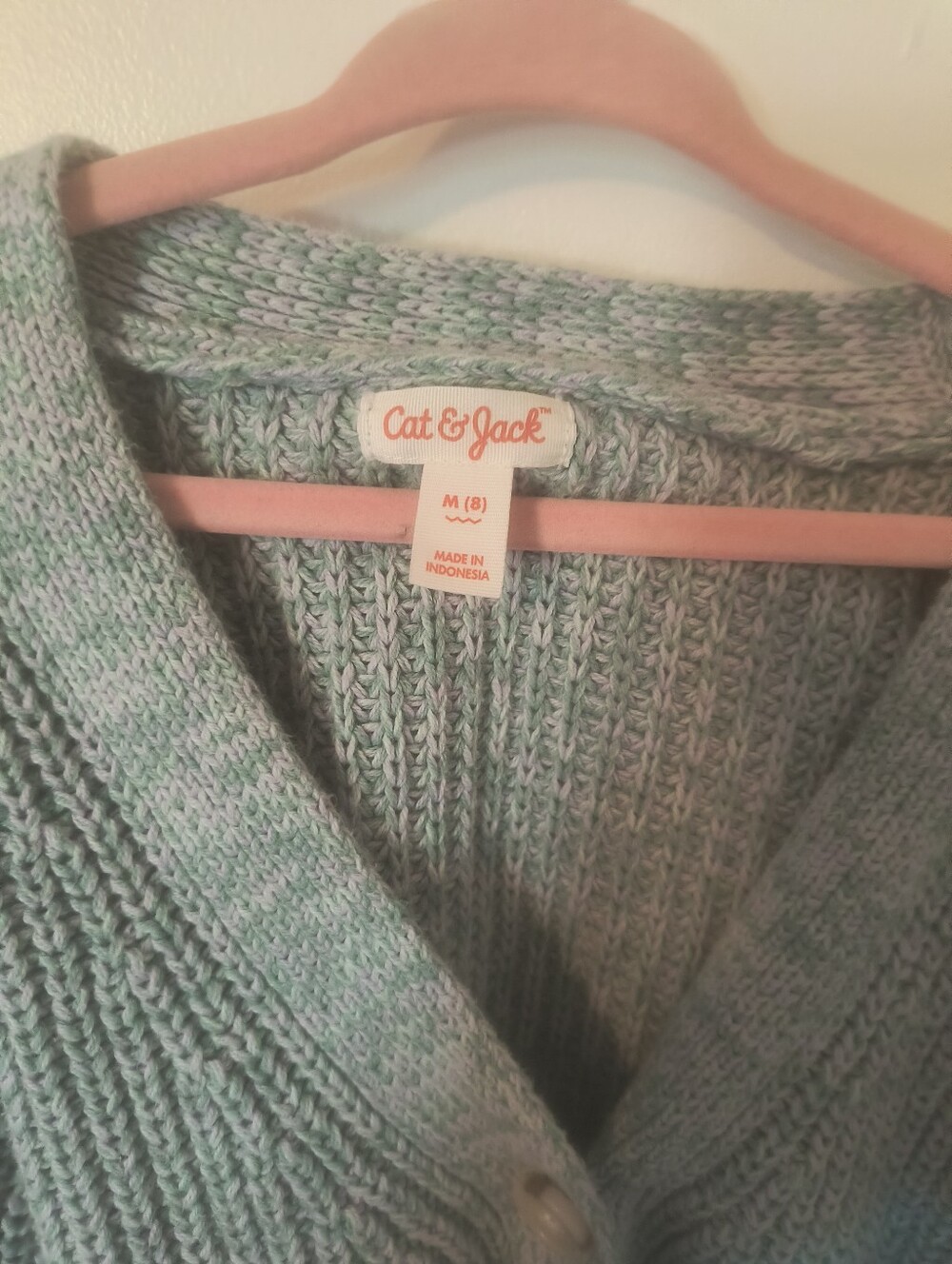 Cat & Jack Soft Mint Green Ribbed Button-Front Cardigan - Picture 2 of 3